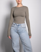 SEISHIKI STUDIO Super Stretchy topje met lange mouwen, groen