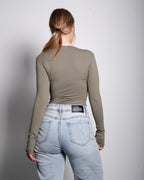 SEISHIKI STUDIO Super Stretchy topje met lange mouwen, groen