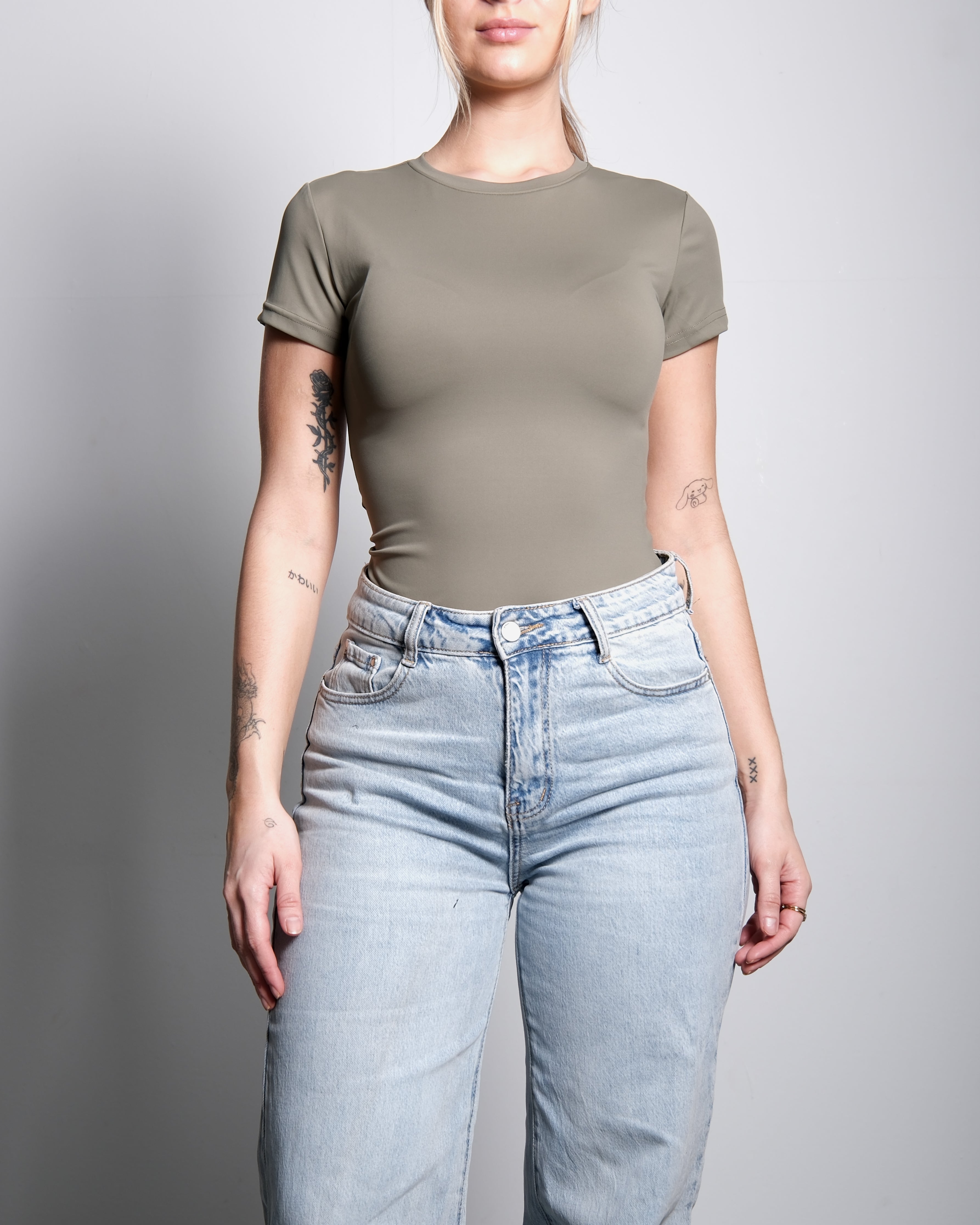 SEISHIKI STUDIO Superelastisch, Stretchy topje met korte mouwen, groen