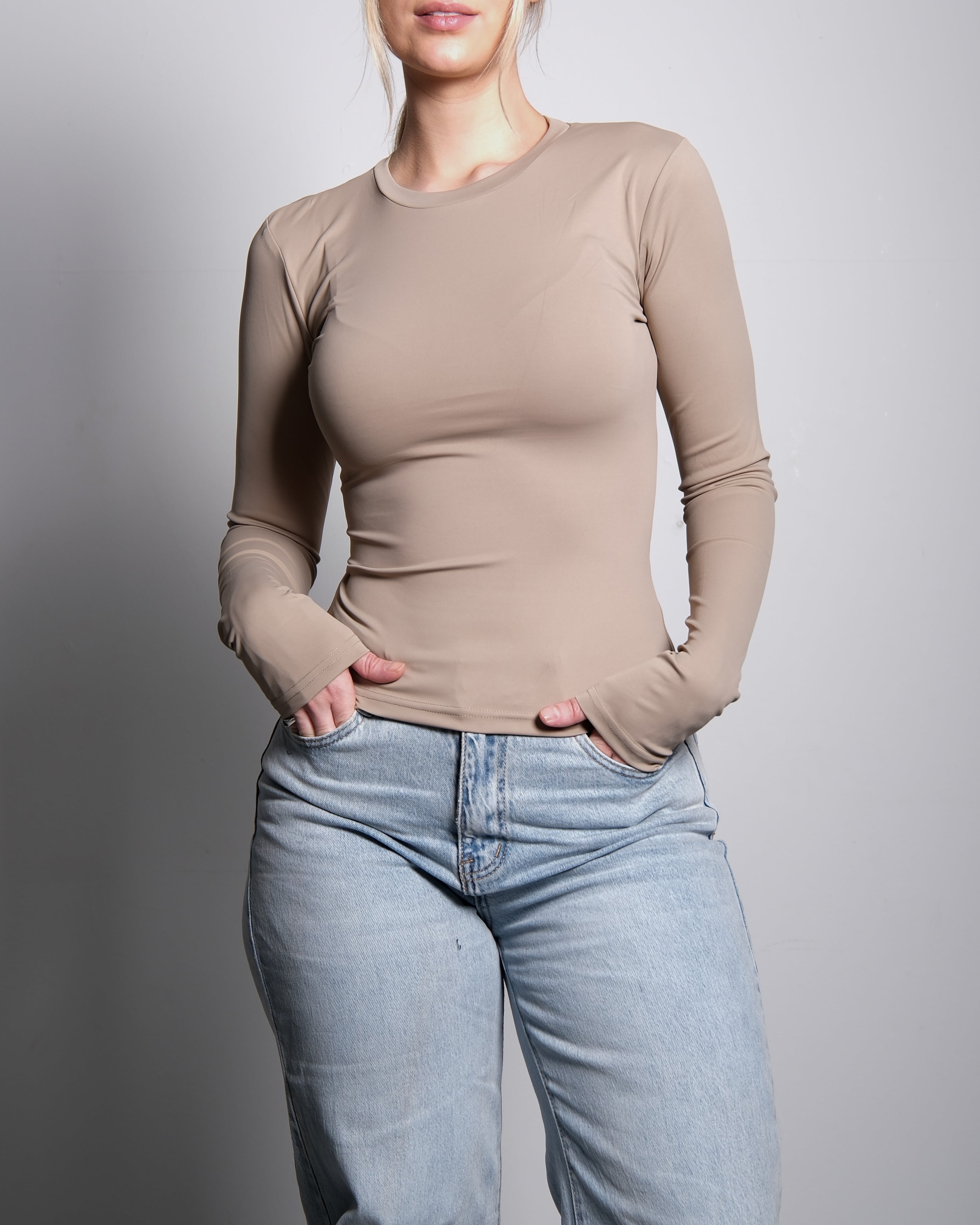 SEISHIKI STUDIO Super Stretchy topje met lange mouwen, beige