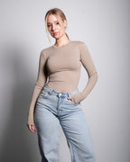 SEISHIKI STUDIO Super Stretchy topje met lange mouwen, beige