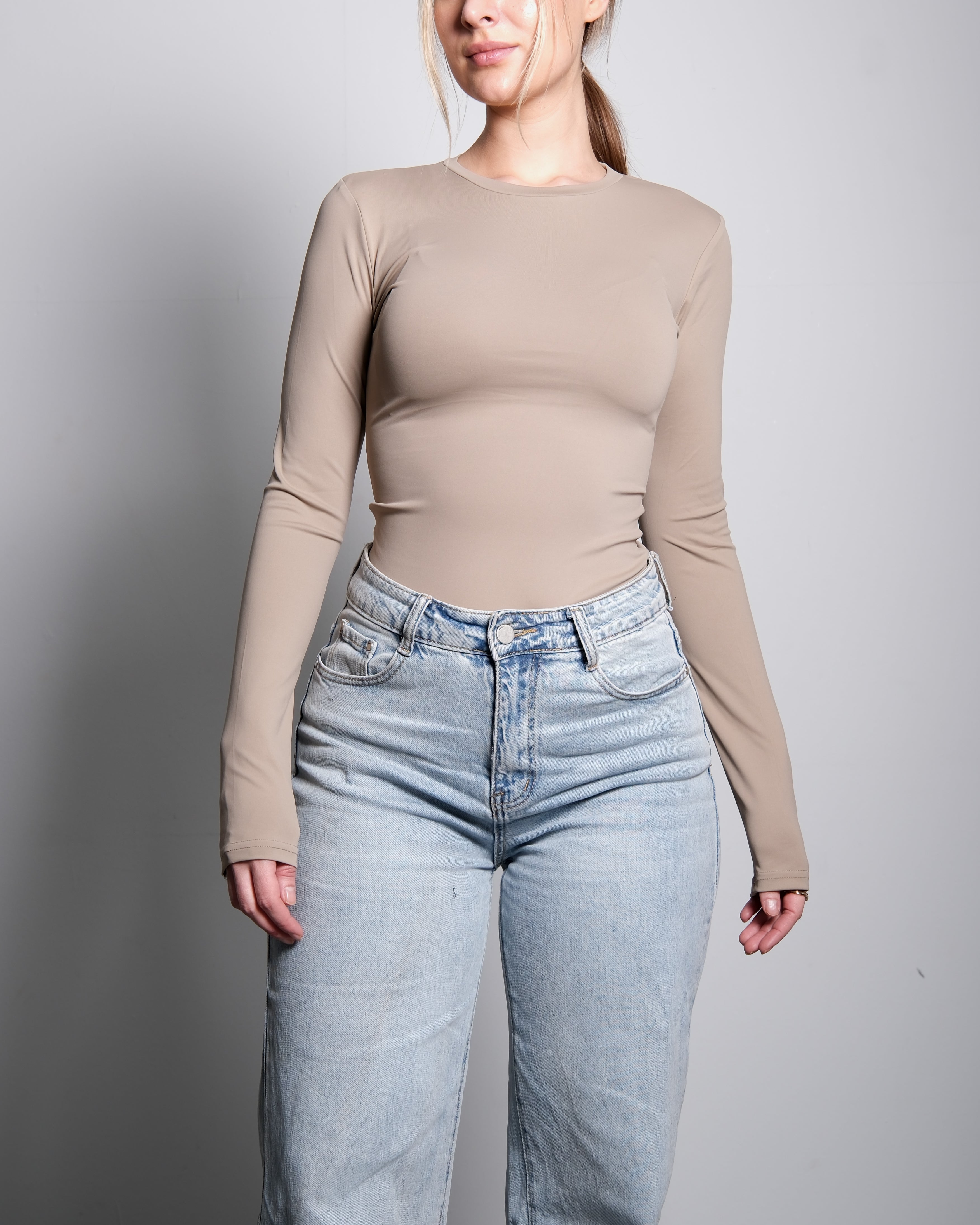 SEISHIKI STUDIO Super Stretchy topje met lange mouwen, beige