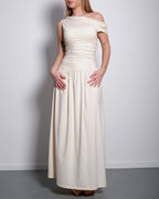 Off-Shoulder Stretch Maxi Dress Butter Yellow – SEISHIKI STUDIO