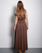 Off-Shoulder Stretch Maxi Dress Brown – SEISHIKI STUDIO