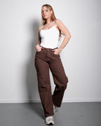 brown striped pants - INSEAM 78CM