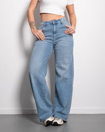 INSEAM 79CM - STRETCHY MID WAIST MEDIUM WASH WIDE LEG JEANS | SEISHIKI STUDIO