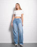JEANS  mit mittlerer Leibhöhe, heller Waschung und WIDE LEG JEANS  Schrittlänge 79 cm