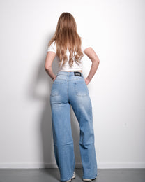 INSEAM 79CM - STRETCHY MID WAIST LIGHT WASH WIDE LEG JEANS  | SEISHIKI STUDIO