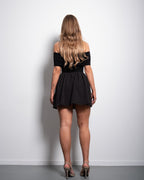 SEISHIKI STUDIO Off-Shoulder Mini Dress – Stretchy Bodice & Flowy Skirt