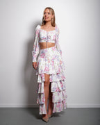 SEISHIKI STUDIO Ruffle Co-Ord Set – Puff Sleeve Top & Flowy Mini Skirt Pink