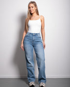 HIGH WAIST WIDE LEG JEANS LIGHT WASH - INSEAM 81CM