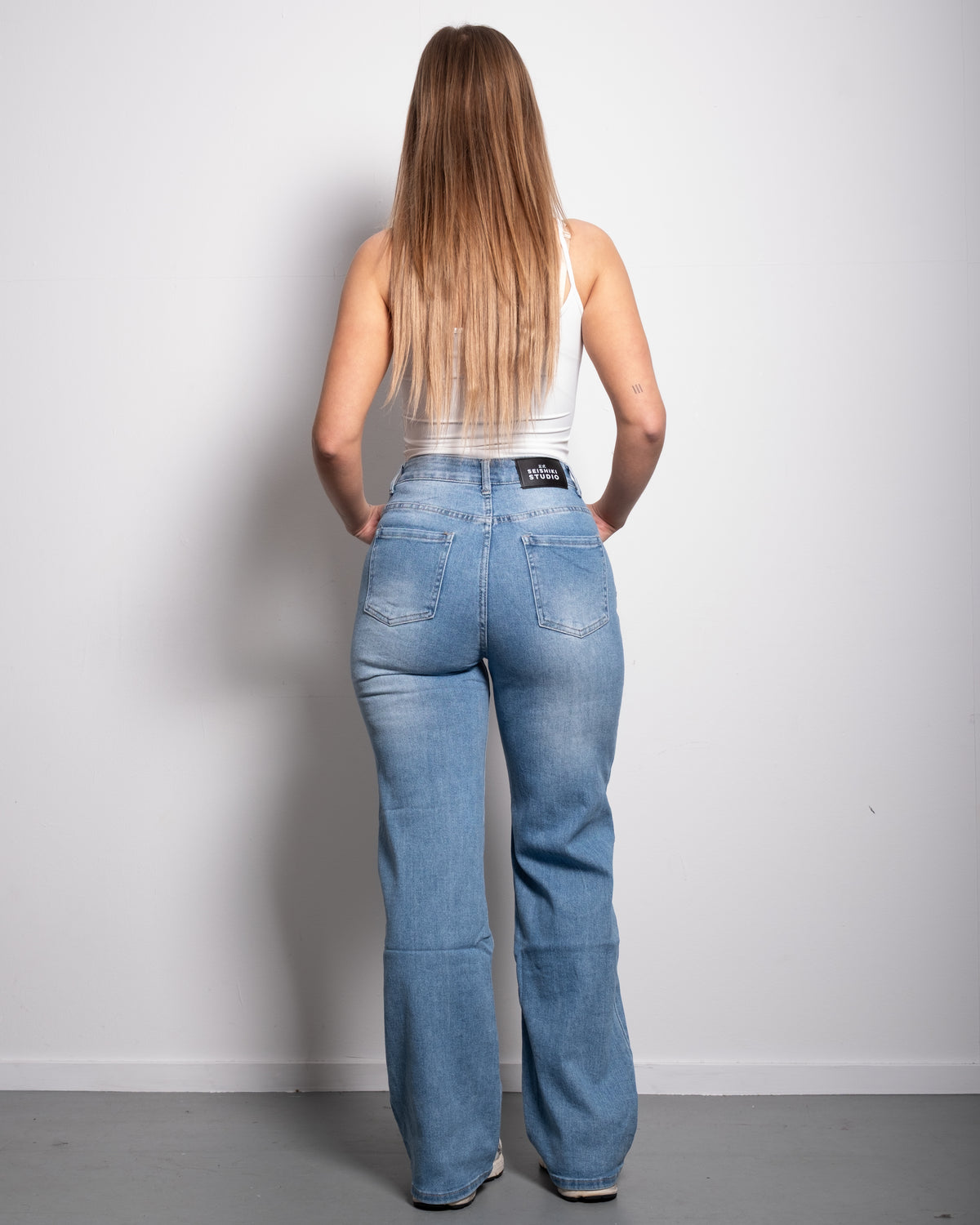 INSEAM 81CM - LIGHT STRETCH - HIGH WAIST WIDE LEG JEANS LIGHT WASH | SEISHIKI STUDIO