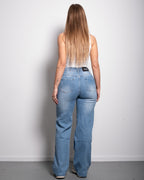 HIGH WAIST WIDE LEG JEANS LIGHT WASH - INSEAM 81CM