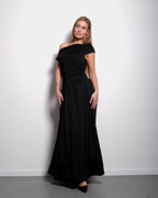 Off-Shoulder Stretch Maxi Dress Black – SEISHIKI STUDIO