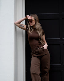 002 - THE BAGGY STRAIGHT LEG STRETCHY Jeans DARK BROWN - INSEAM 78 CM | SEISHIKI STUDIO