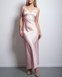 polkadot silky long dress pink | SEISHIKI STUDIO