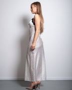 polkadot silky long dress white