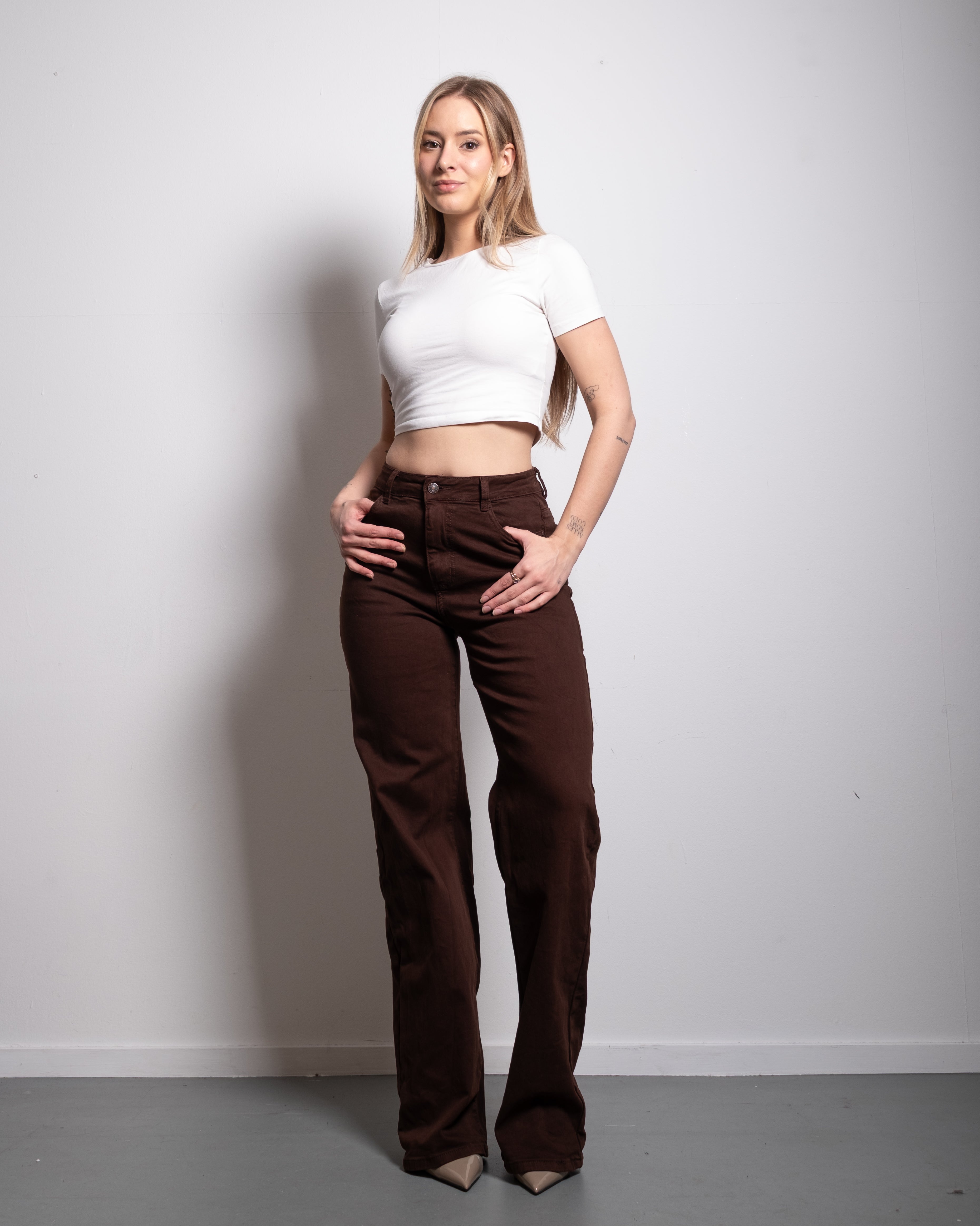 BROWN WIDE LEG JEANS - INSEAM 85CM