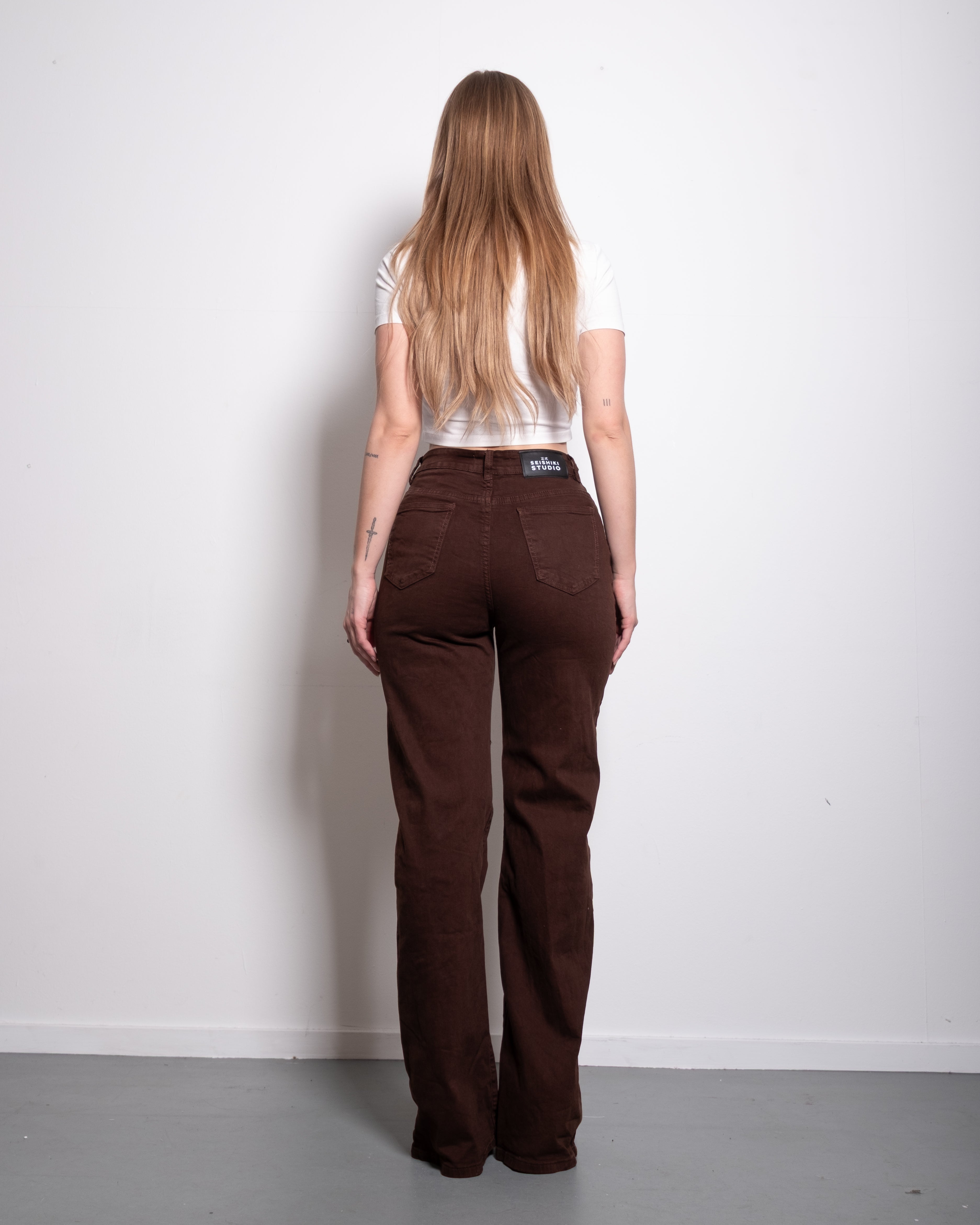 BROWN WIDE LEG JEANS - INSEAM 85CM
