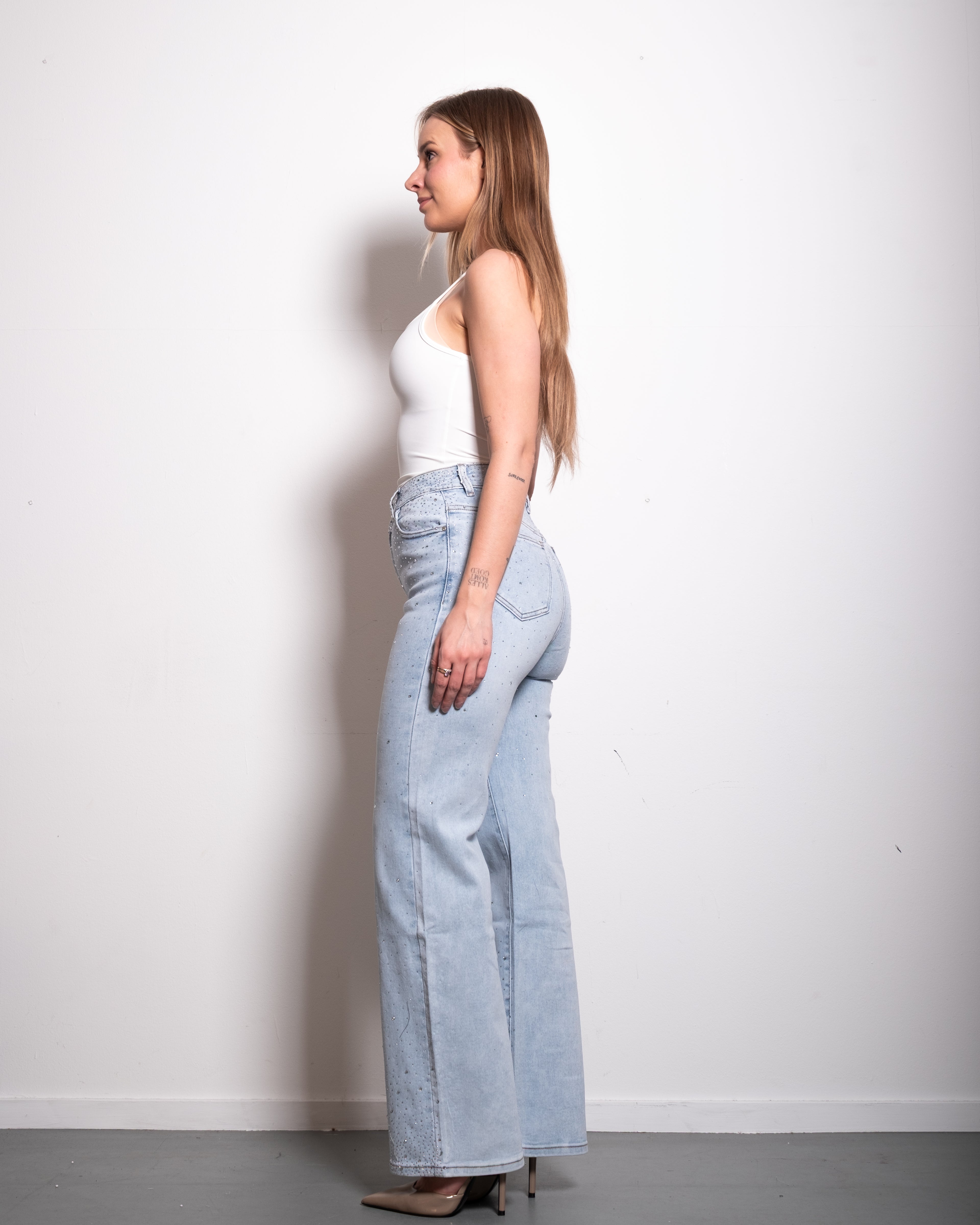 LIGHT WASH ALL OVER SPARKLE JEANS - INSEAM 80CM