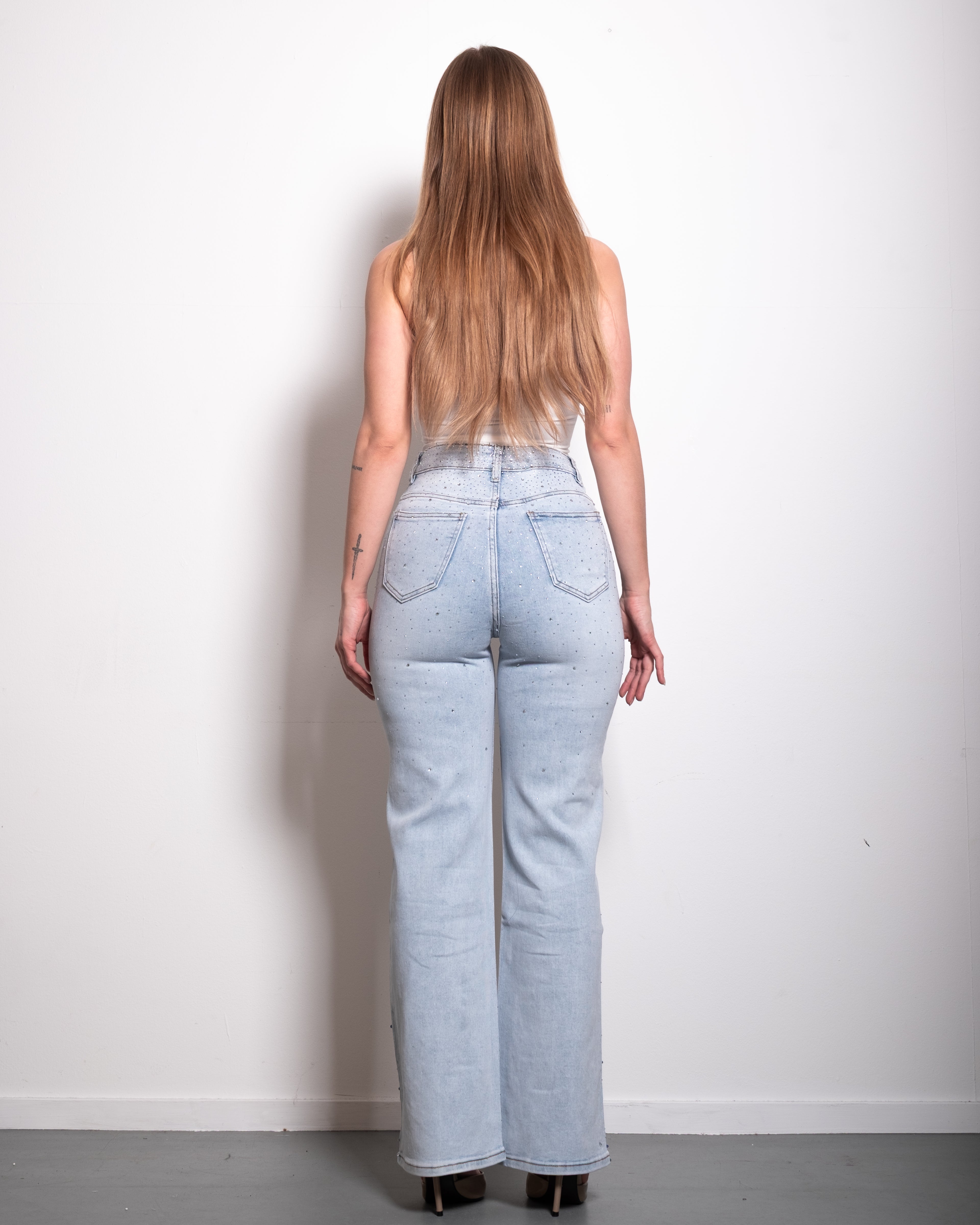 LIGHT WASH ALL OVER SPARKLE JEANS - INSEAM 80CM