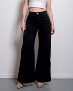BLACK ULTRA WIDE FLARE WIDE LEG JEANS - 75CM