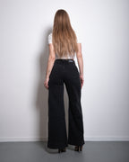 BLACK ULTRA WIDE FLARE WIDE LEG JEANS - 75CM