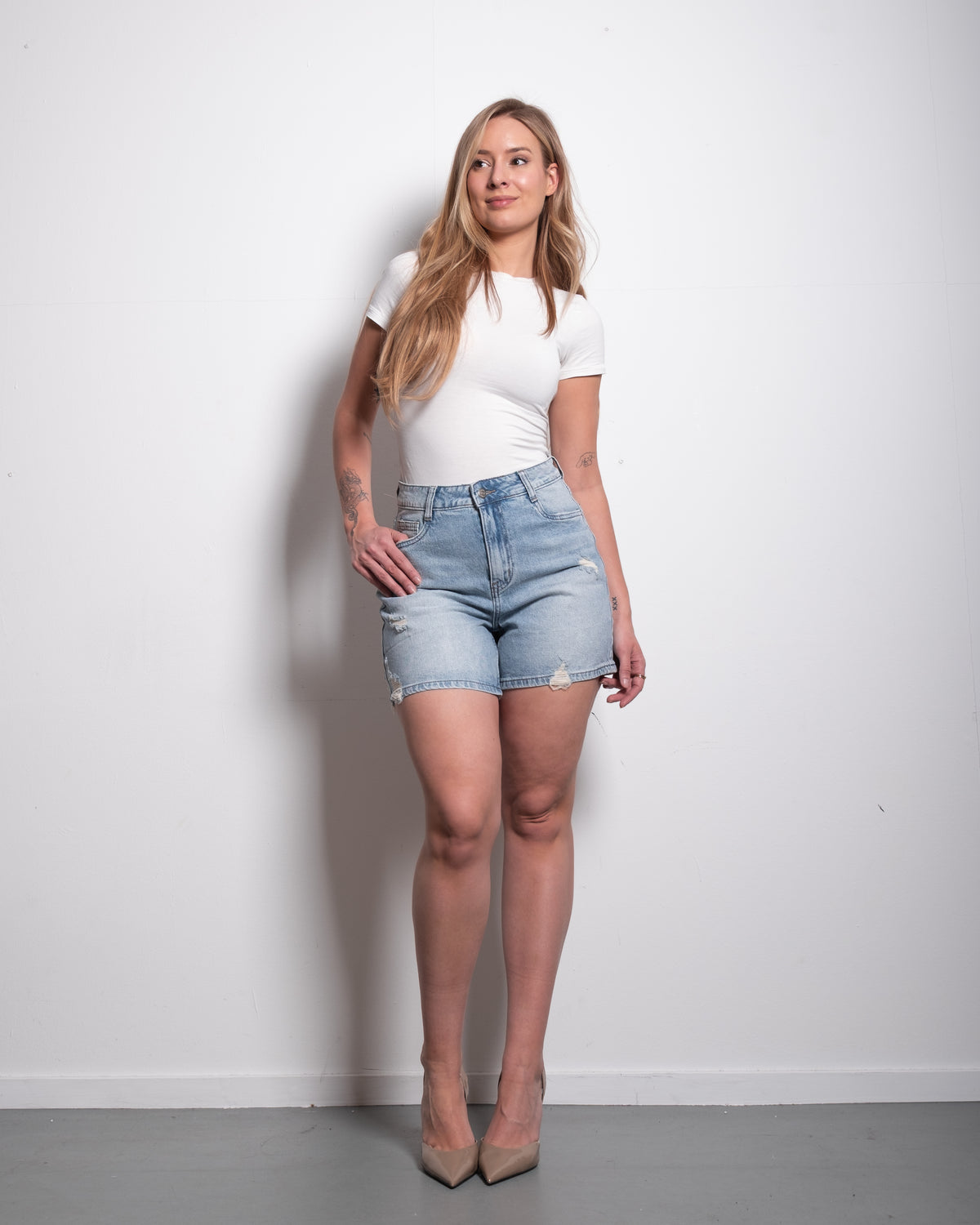 mid thigh ripped jeans shorts - low stretch | SEISHIKI STUDIO
