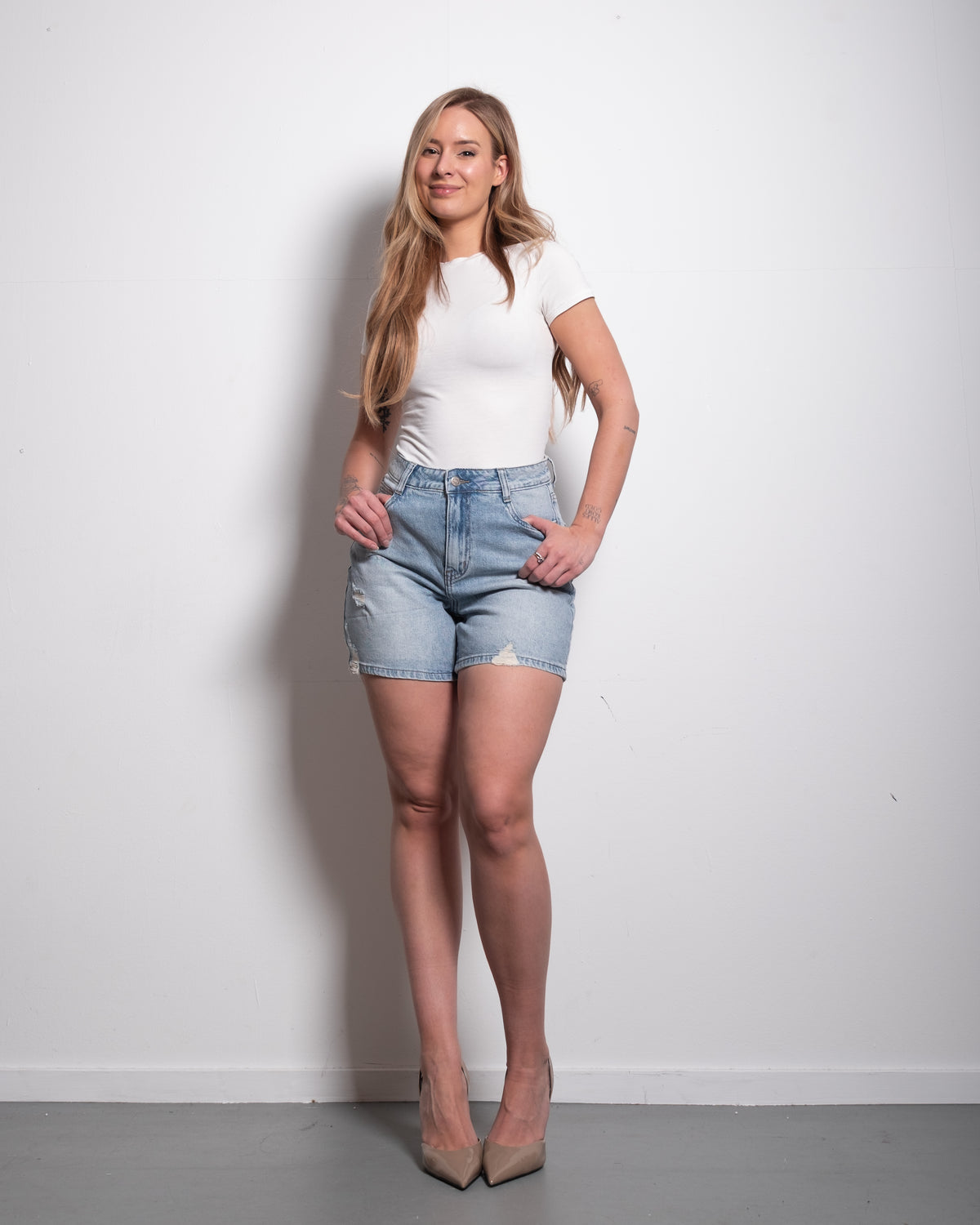 mid thigh ripped jeans shorts - low stretch | SEISHIKI STUDIO