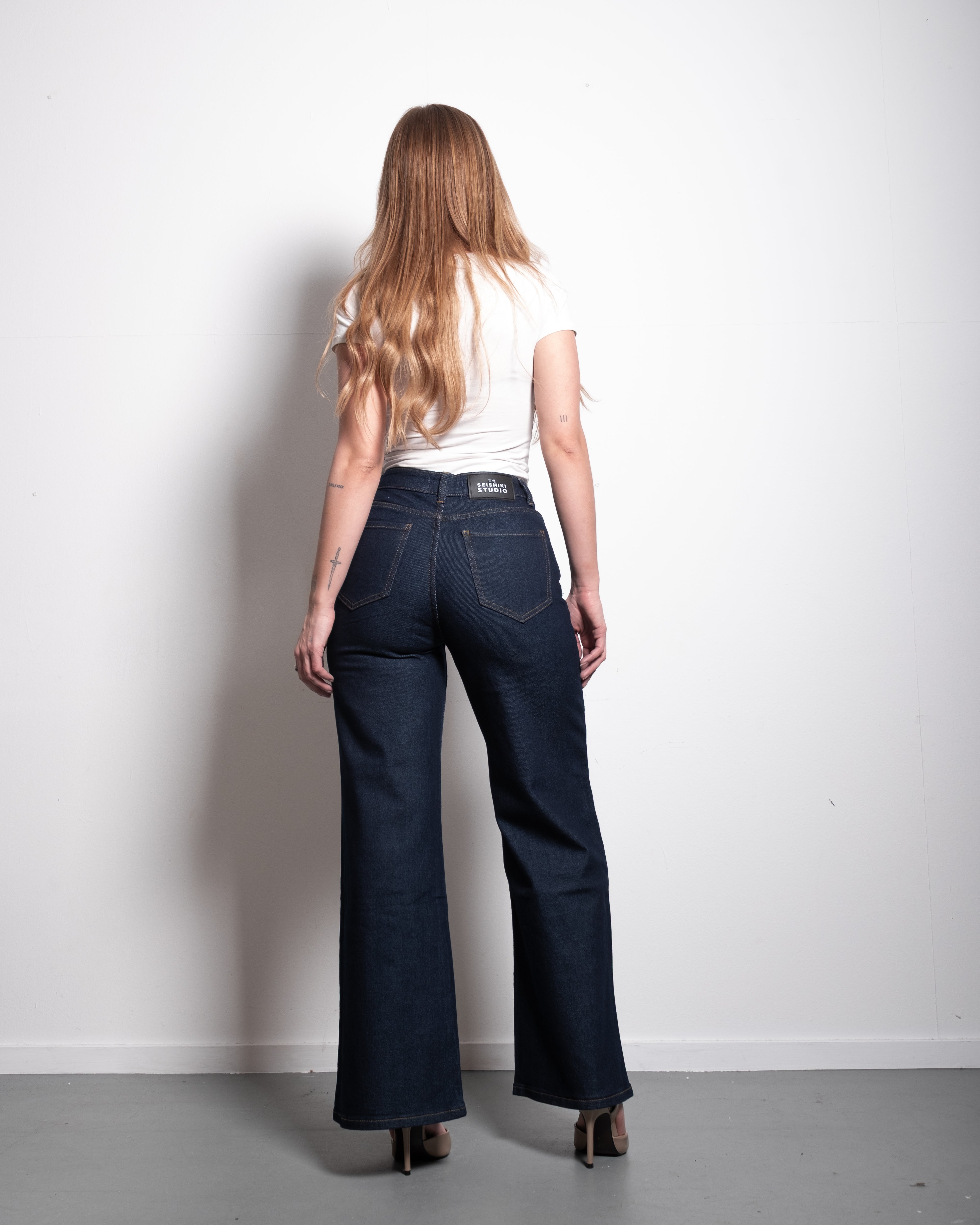 RAW DENIM ULTRA STRETCH WIDE LEG JEANS - INSEAM 78CM