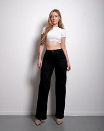 002 - THE BAGGY STRAIGHT LEG STRETCHY Jeans Pure BLACK - IL 78CM | SEISHIKI STUDIO