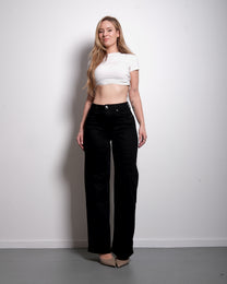 002 - THE BAGGY STRAIGHT LEG STRETCHY Jeans Pure BLACK - IL 78CM | SEISHIKI STUDIO