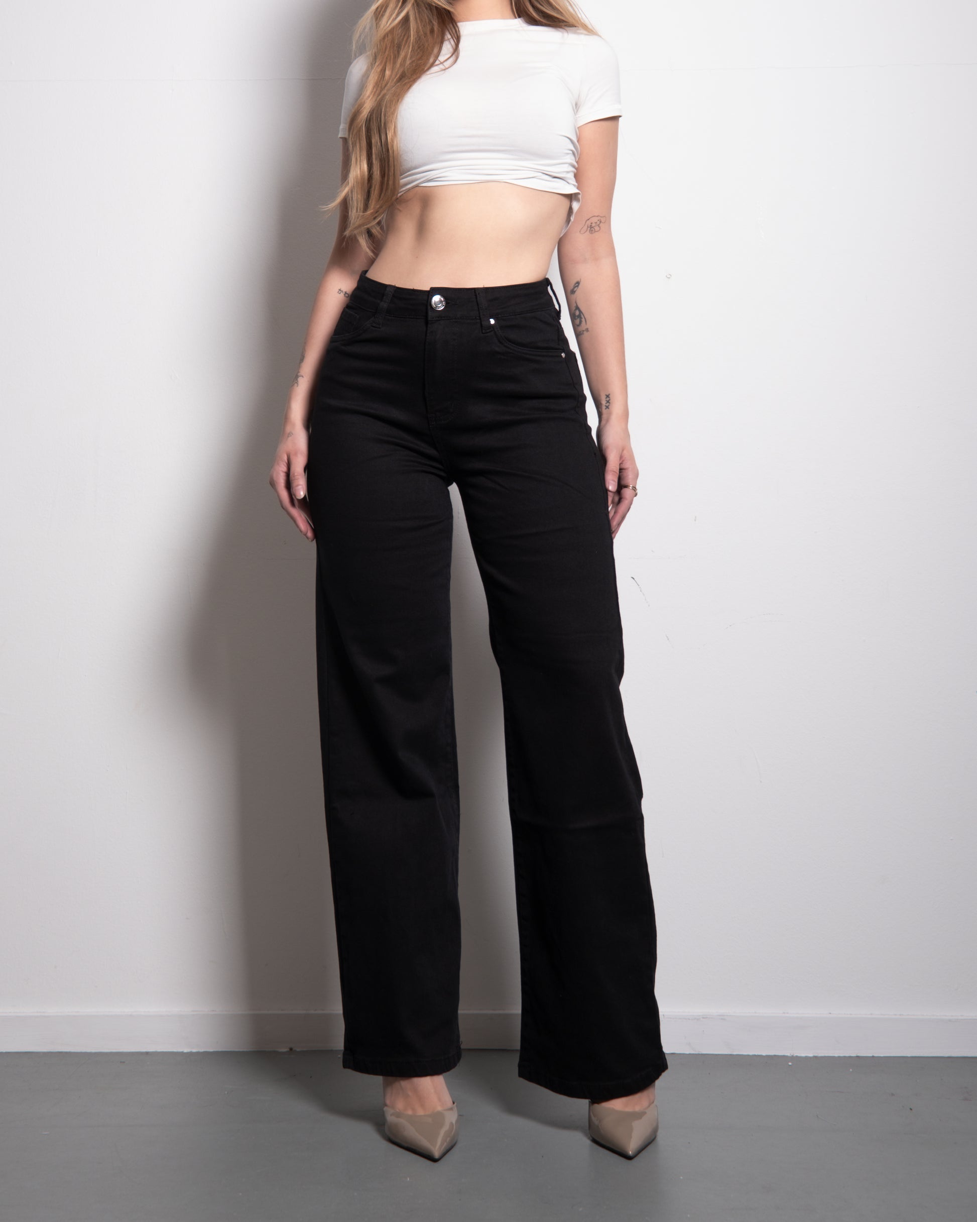 002 - THE BAGGY STRAIGHT LEG STRETCHY Jeans Pure BLACK - IL 78CM | SEISHIKI STUDIO