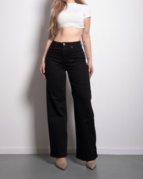 002 - THE BAGGY STRAIGHT LEG STRETCHY Jeans Pure BLACK - IL 78CM | SEISHIKI STUDIO