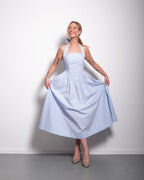Halter neck bow dress baby blue