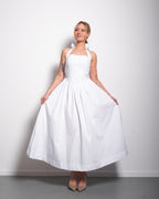 Halter neck bow dress white
