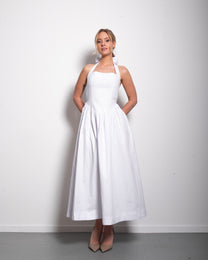 Halter neck bow dress white | SEISHIKI STUDIO