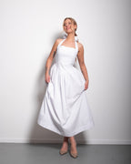 Halter neck bow dress white