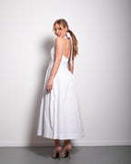 Halter neck bow dress white