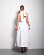 Halter neck bow dress white
