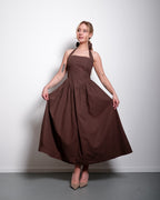 Halter neck bow dress brown