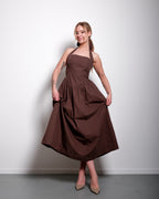 Halter neck bow dress brown