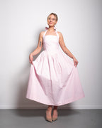 Halter neck bow dress rose