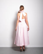 Halter neck bow dress rose