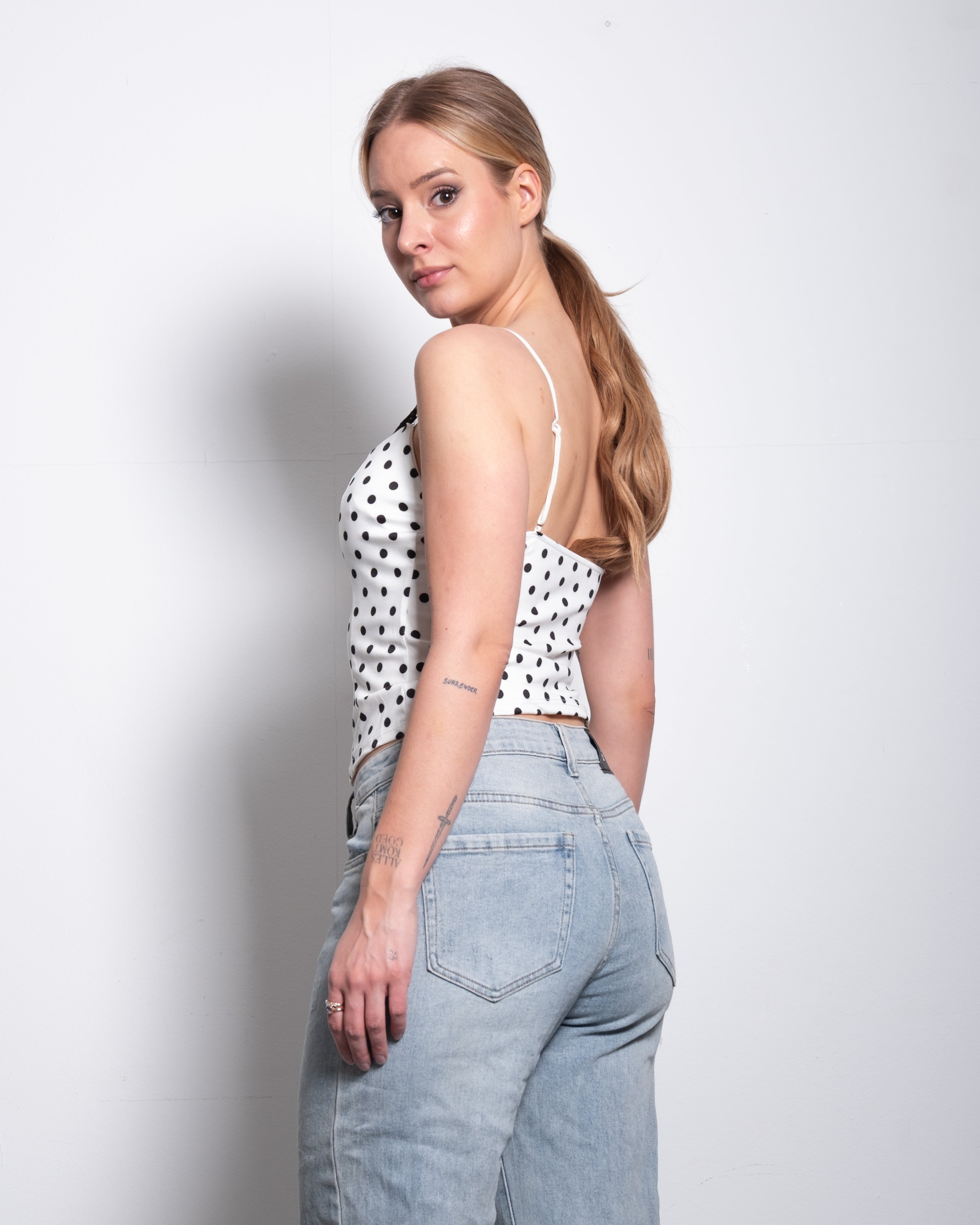 polkadot top with thin straps