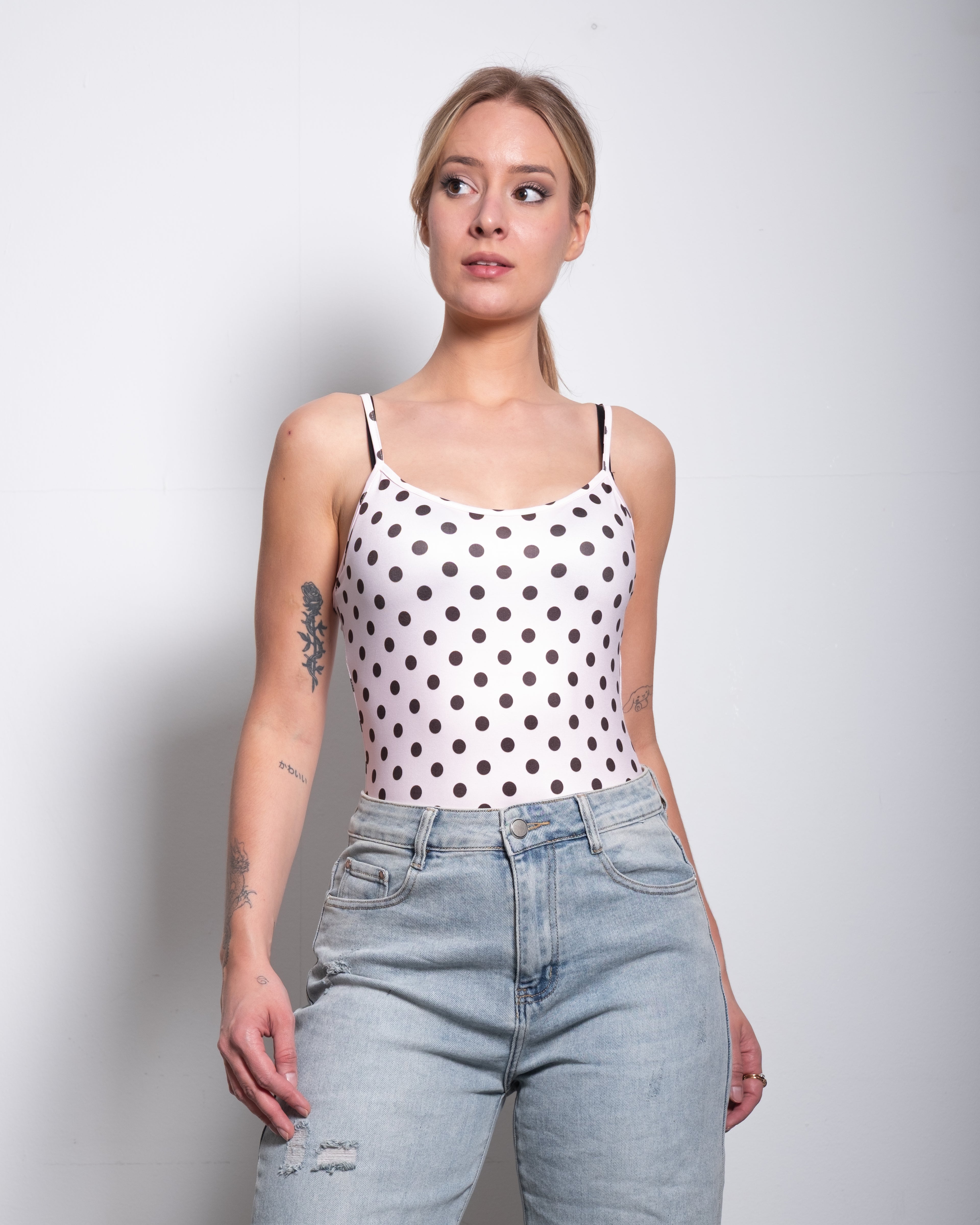 polkadot stretchy tanktop pink