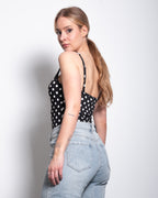 polkadot stretchy tanktop black