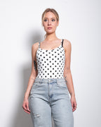 polkadot stretchy tanktop white