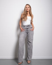 BUTTER FLEX - SUPER STRETCH High Waist Grey Wide Leg Jeans - INSEAM 79CM | SEISHIKI STUDIO