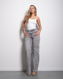 BUTTER FLEX - SUPER STRETCH High Waist Grey Wide Leg Jeans - INSEAM 79CM | SEISHIKI STUDIO